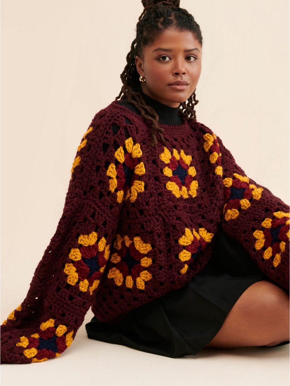 SOCIETY MANO Crochet Square Sweater